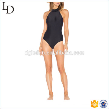 Nylon con licra mezcla hermosa mujer negro bikinis monokini traje de baño